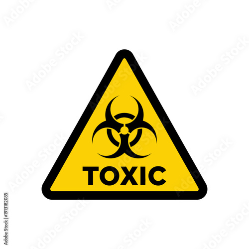 Biohazard Toxic Warning Sign: Danger Symbol, Yellow Triangle, Black Border