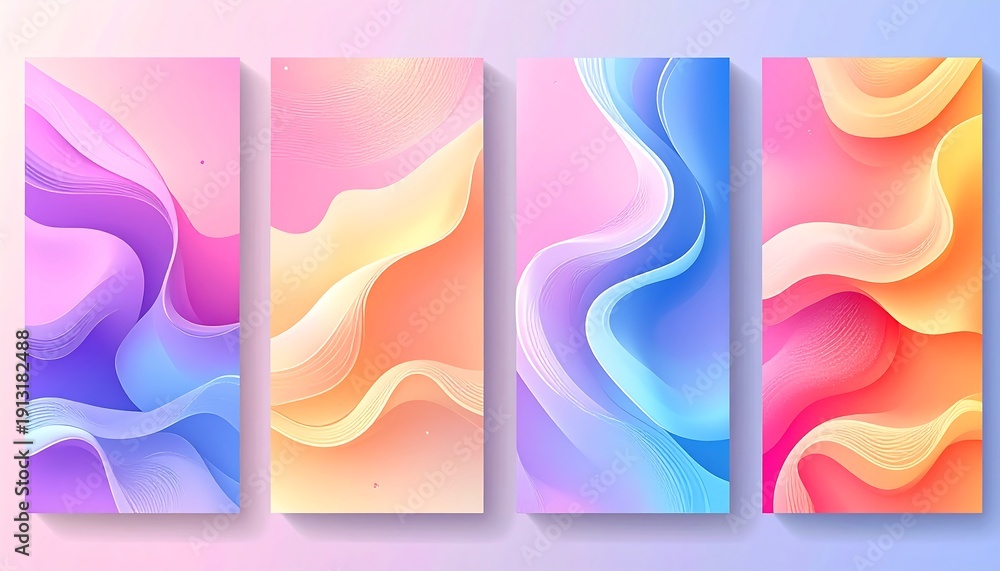 Obraz premium Colorful abstract gradient waves modern wall art high resolution background image