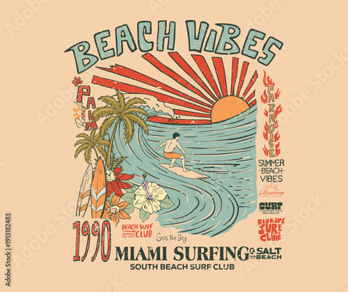 Photography Miami surfing club artwork