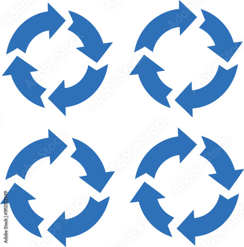 Blue Recycling Arrows on White Background