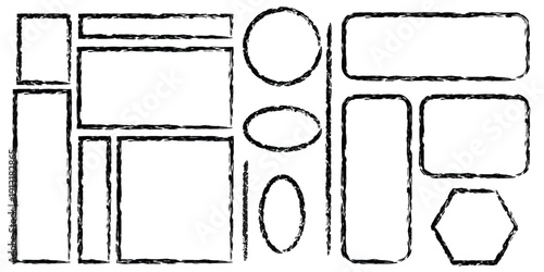 set of hand drawn ink splashes frame vector