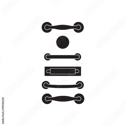 Set of drawer handle silhouette vector flat illustration design.In vertical form.