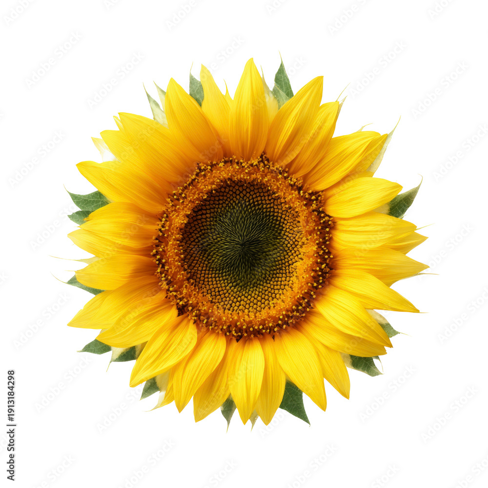 Fototapeta premium Vibrant sunflower bloom with transparent background nature art floral design