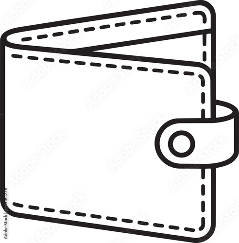 Standard leather bi-fold wallet icon representing personal finance and money storage accessory