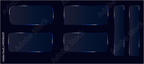 Liquid glass smartphone interface isolated. White UI light frame square and circle banner with shine stroke. abstract blue background with squares