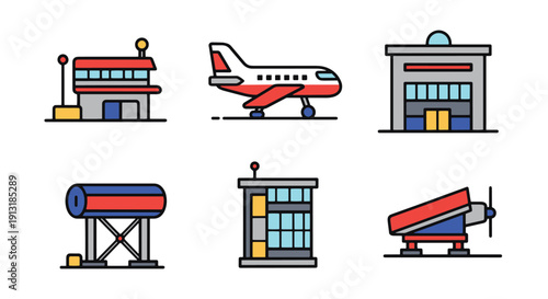 Airfield Line art creative tone color illustration