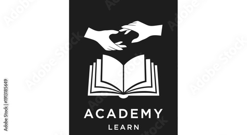 Open book with helping hands above symbolizing education and support