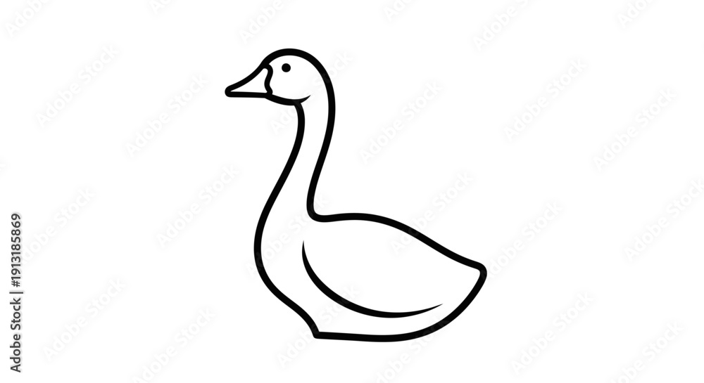 Fototapeta premium Simple swan bird outline vector illustration in minimal continuous line style elegant animal silhouette clean monoline drawing isolated on white background graceful water bird icon suitable for logo b