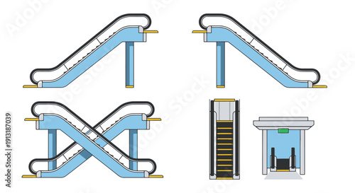 Airport Escalator minimal abstract design illustration