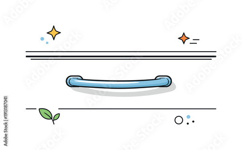 Drawer handle detail. A simple cabinet drawer with a minimal handle, clean lines and subtle shadows emphasizing everyday interior design and