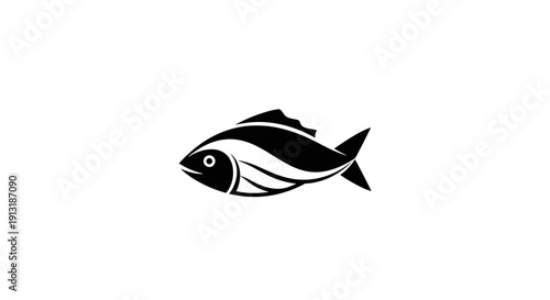 A cartoon vector illustration of a swimming tuna or salmon showcasing a sleek fin design for marine seafood icons and underwater nature art