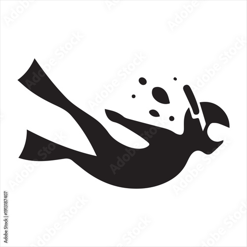 snorkeler under water vector silhouette line art logo design collection