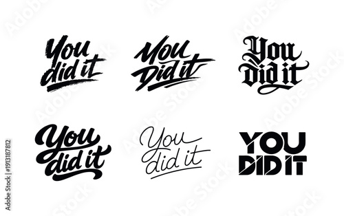 You did it. Set lettering. harmonious lettering variations of the same emblematic concept, each with different artistic interpretation