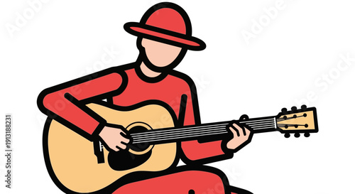 Man Playing Acoustic Guitar Illustration.