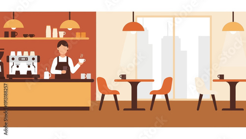 Barista Working At Coffee Shop.