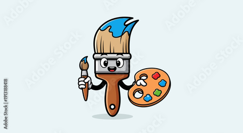 Cartoon Paint Brush Character.