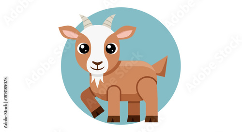 Cartoon Goat Illustration with White Face.