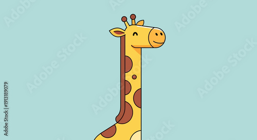 Cartoon Giraffe Illustration with Spotted Neck.