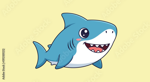 Cartoon Shark Character with Big Smile.