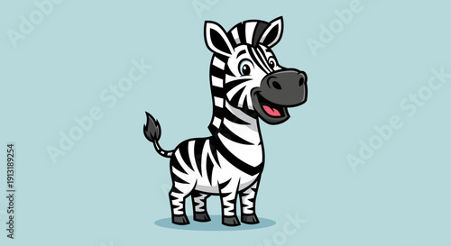 Cartoon Zebra Standing with Open Mouth.