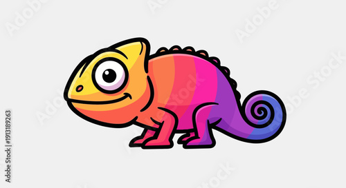 Colorful Cartoon Chameleon Illustration.