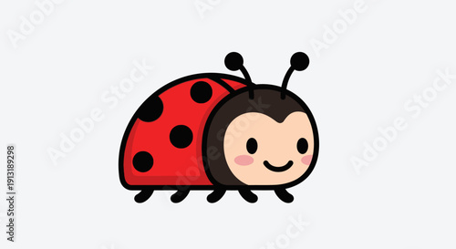 Cute Cartoon Ladybug Character Illustration.