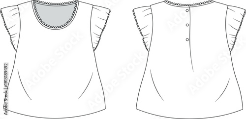 Line of white blouse front and back line front fashion