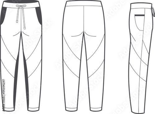 White athletic pants with lines and pockets white pants sport pants fashion clothing technical front view