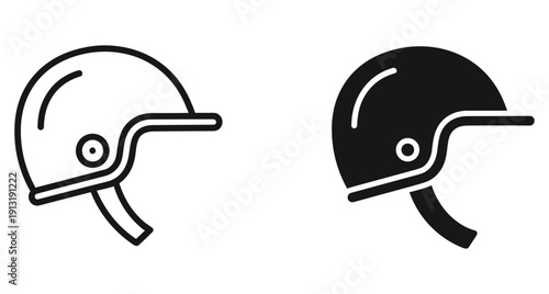 Two minimalist icons representing protective headgear for industrial safety and construction site workers