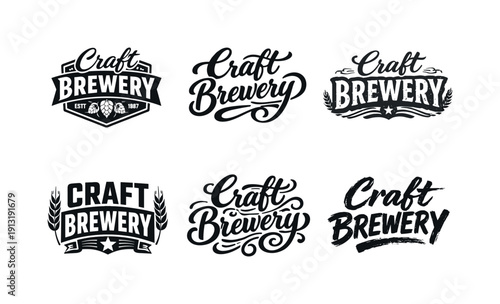 Craft Brewery Lettering. Craft brewery lettering. Set lettering. harmonious lettering variations of the same emblematic concept, each with different artistic