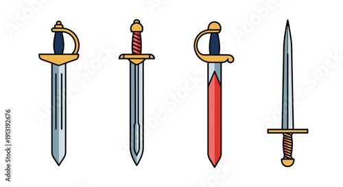 Antique Sword Line soft elegant tone illustration