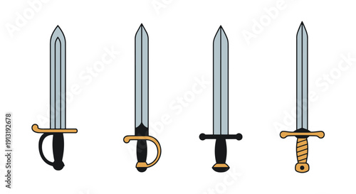 Antique Sword Line soft abstract tone illustration