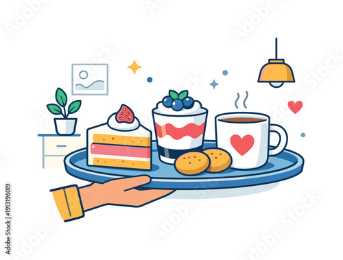 Dessert tray a modern home setting where a tray with desserts is ready to be served, conveying hospitality, comfort and simple everyday