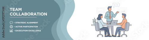 Team Collaboration and Strategic Business Meeting – Modern Flat Vector Illustration