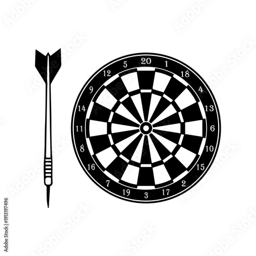 Dartboard and Arrow Target Vector Icon Set