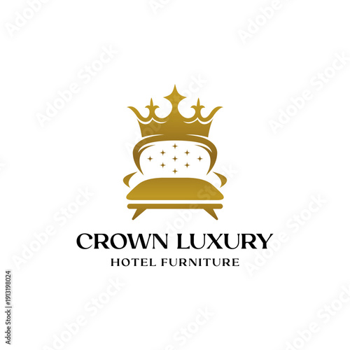 Crown Luxury Hotel Furniture Logo Design.