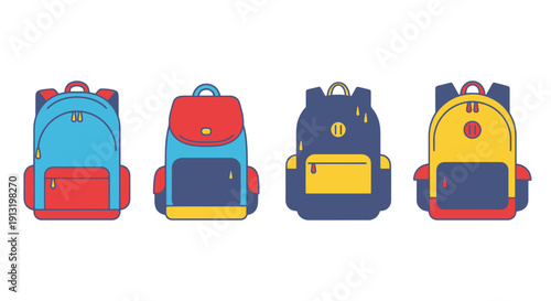 Backpack Line art creative color composition illustration