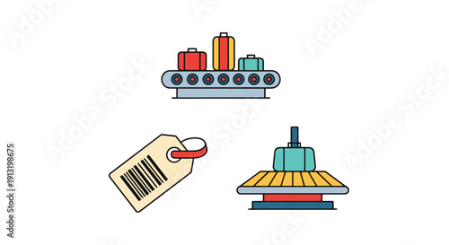 Baggage Claim Line soft abstract creative illustration