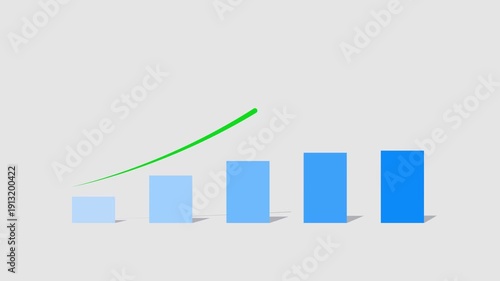 Animated chart with blue candlesticks in ascending order