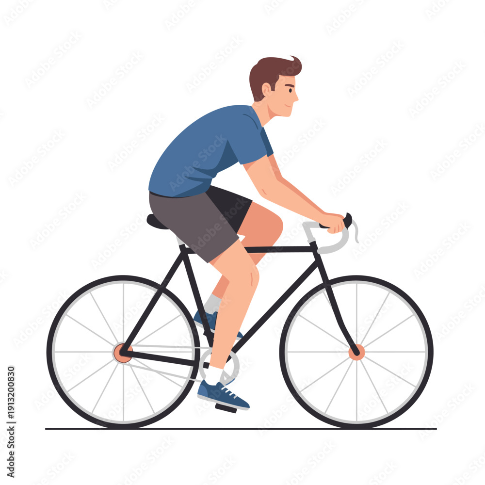 Obraz premium Man Cycling on Bicycle, Healthy Lifestyle, Outdoor Activity, Sports Icon