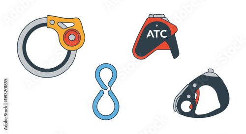 Belay Device Line creative tone color illustration