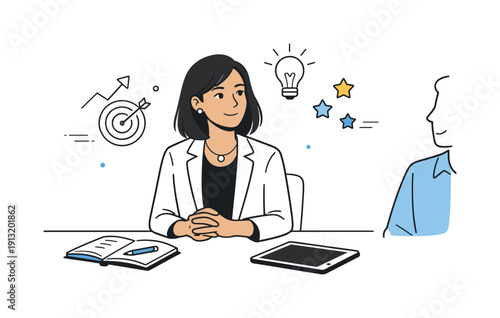 A professional attending a leadership development program. A confident professional listening attentively during a small group session, with