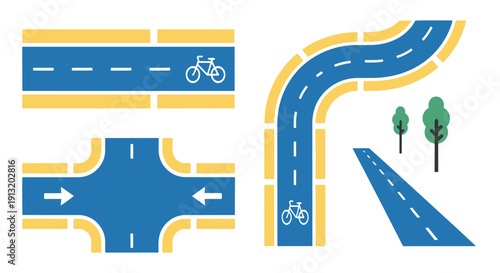 Bicycle Lane Line minimal modern color vector