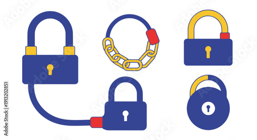 Bike Lock Line art soft tone vector illustration