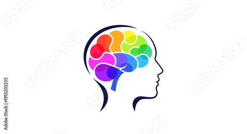 Colorful Brain Illustration: A Creative Representation of the Human Brain with Vibrant Colors, Symbolizing Cognitive Function, Intelligence, and Brainpower.