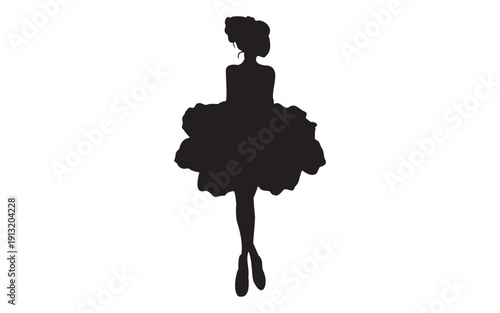 Elegant ballerina dancer silhouette isolated on white background ballet pose illustration