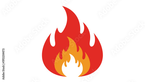 Stylized illustration of a bright orange and red flame.