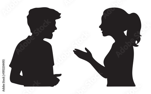 Man and woman arguing silhouette isolated on white background relationship conflict concept