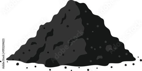 A pile of dark soil or earth, suitable for gardening or construction projects