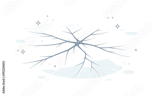 Thin ice cracks. Subtle linear ice patterns gently spreading, creating a sense of calm tension and balance. Abstract winter scene with